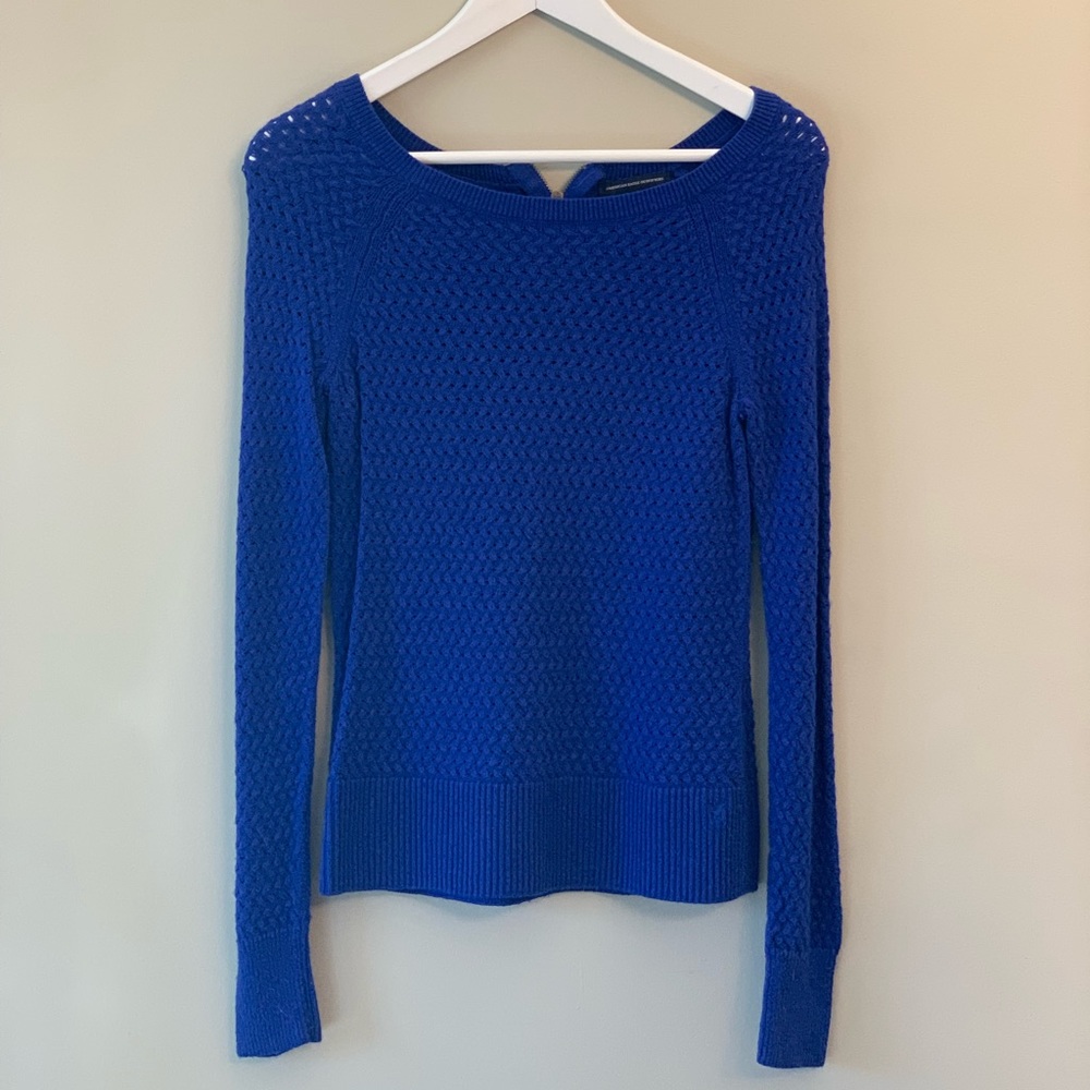 American Eagle Knitted Long Sleeve Royal Blue Sweater - Size XS fits like S/M